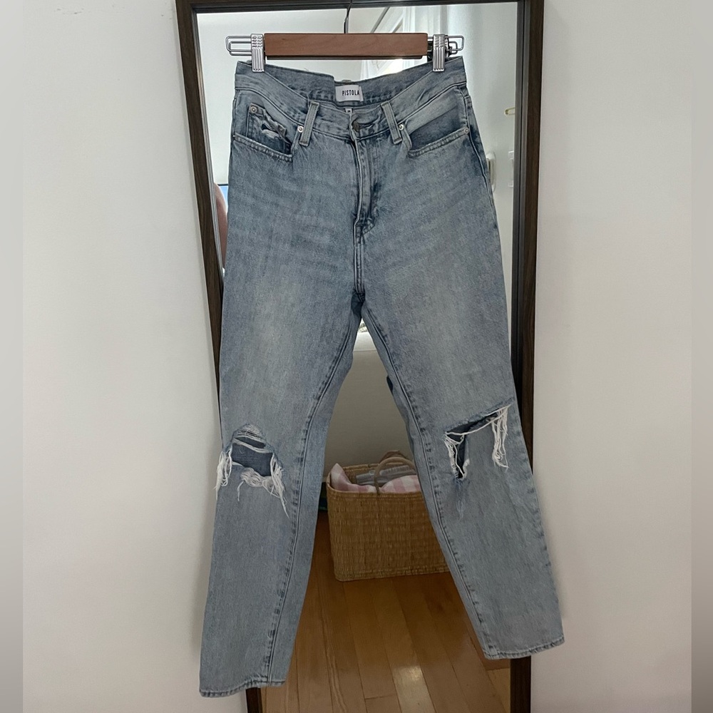 Pistola light wash distressed relaxed jeans